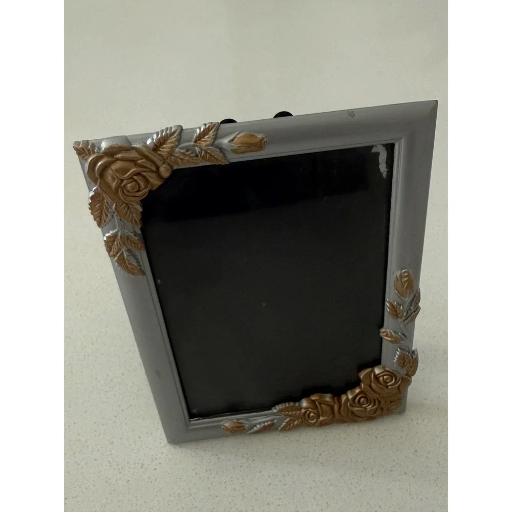 Vtg Weston Gallery Silver and Gold Rose Floral Cast Metal 3.5x5 Picture Frame